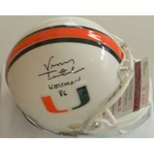  Signed Vinny Testaverde Mini Helmet   Miami Hurricanes 