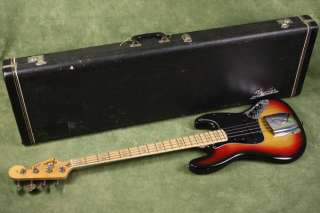 Vintage 1974 Fender Jazz Bass Sunburst Bound & Blocked Maple Neck 