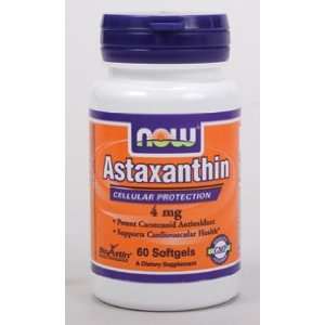  Now Foods Astaxanthin, 60 softgels / 4mg (Pack of 2 