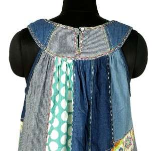 NEW $159 Rene Derhy French Italy Patchwork Cotton Tunic Dress Medium M 