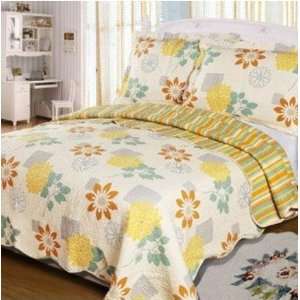 Flowers Blooming Luxury Style 3 Piece Patchwork Premium Quilt Bedding 