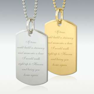 If Tears Could Build Dog Tag Engraved Pendant Silver or Gold   Free 