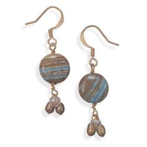   , Bronze Pearl, Aurora Borealis Glass Bead Earrings Copper Jewelry