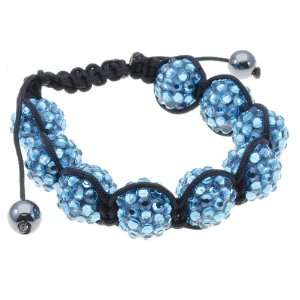  Gorgeous Teal Blue Jeweled Drawstring Shambella Bracelet 