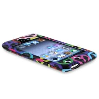 For iPod touch 4 4th G Black Rainbow Peace Sign Hard Case Cover 