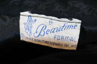 1945 BeauTime Formal Sz M VTG 40s WWII Black Net EVENING BALL GOWN 