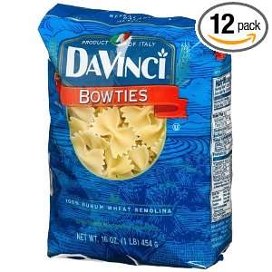 DaVinci Pasta Short Cuts, Bowties, 16 Ounce Bags (Pack of 12)  