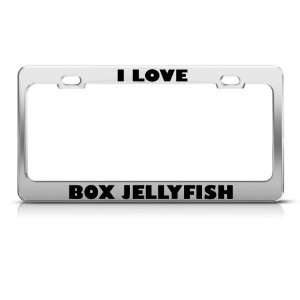  I Love Box Jellyfish Fish Animal Metal license plate frame 