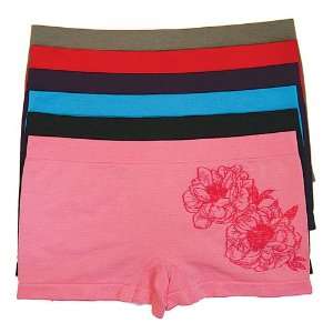 HS Women Seamless Underwear Boyshort Big Peony Flower Design (size ONE 