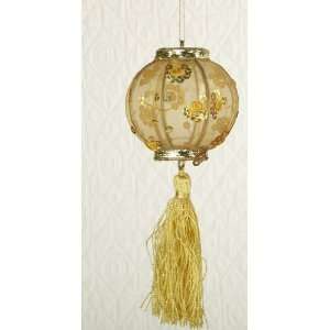  Asian Fusion Gold Fabric Lantern with Tassels Christmas 