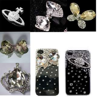 DIY 3D Alloy rhinestone crystal Camellia or Bow Bling Phone Case Deco 