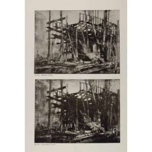   Print Shipbuilding Yard London Frank Brangwyn NICE   Original Print