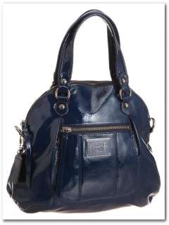   18718 Poppy Patent Leather Foldover Crossbody Bag BLUE Ink NWT  