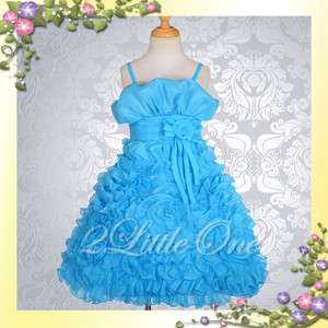 Blue Wedding Flower Girl Pageant Party Dress Size 3T 4T  