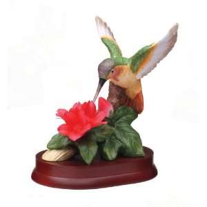   HUMMINGBIRDS W FLOWERS Humbd. with Malus on Woodbase