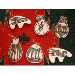  Native American Painted Christmas Ornaments  6 piece set 