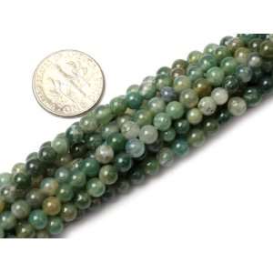  4mm Round Gemstone moss agate beads strand 15 Jewelry 