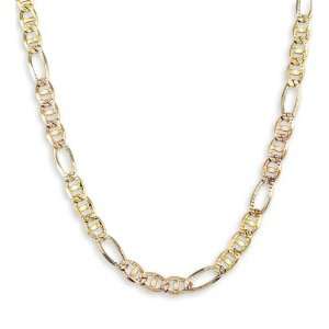  14k White Yellow Rose Gold Figaro Chain Necklace 5.5 mm Jewelry