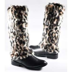  Hot Fashion Item Animal Furry Faux Fur LEG Warmers LF06 Bk/Tan 