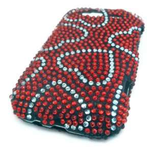  HTC Wildfire S Red Hearts Cute Bling Jewel Gem Case Cover 