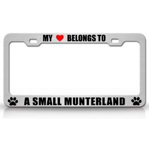   SMALL MUNTERLAND Dog Pet Steel Metal Auto License Plate Frame Tag