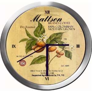  MATTSON 14 Inch Coffee Metal Clock Quartz Movement 