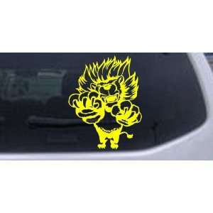 Yellow 8in X 6.3in    Pouncing Attacking Lion Animals Car Window Wall 