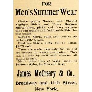  1893 Ad James McCreery Mens Summer Business Fashion 