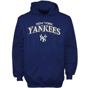   Yankees Navy Blue Arched Logo Screen Print Hoody Sweatshirt Sports