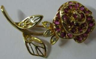 Ltd Edition Franklin Mint Solid 18K Gold Ruby Diamond Faberge Brooch 