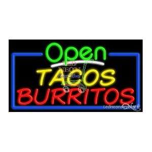  Tacos Burritos Neon Sign 20 Tall x 37 Wide x 3 Deep 