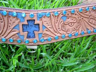 Hair on western Saddle Breast Collar Strap Turquoise  