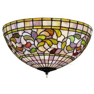 Turning Leaf Semi Flush Tiffany Stained Glass Ceiling Lighting Fixture 