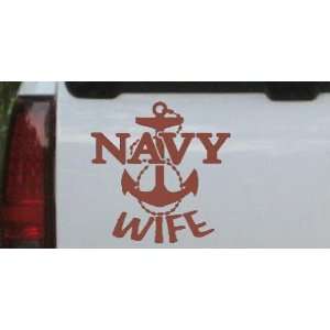 6in X 6in Brown    Navy Wife Military Car Window Wall Laptop Decal 