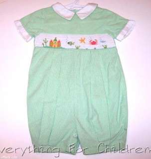 Boys CARRIAGE BOUTIQUES romper 24m 2T smocked outfit jon jon crab fish 