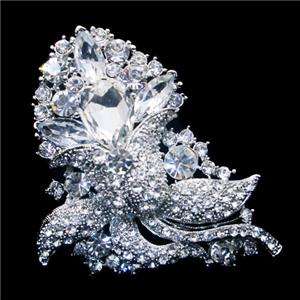 Bridal Flower Bud Brooch Pendant Pin Swarovski Crystal  