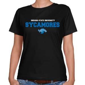 Indiana State Sycamores Ladies Black University Name Classic Fit T 