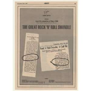  1980 The Great Rock N Roll Swindle Movie Trade Print Ad 