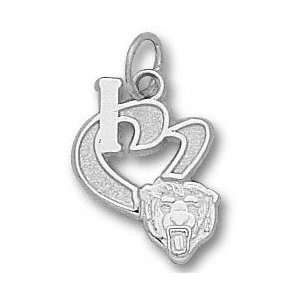 Chicago Bears Sterling Silver I Heart Bear Head 1/2 Pendant 