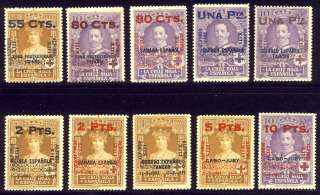 SPAIN #B64 73 (Ed #392 401) Mint NH   1927 Surcharges Set  
