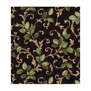  Scrolled Leaves Black Wallpaper in Mulberry Prints