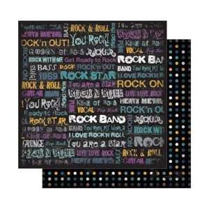  New   Rock Star Glitter Double Sided Cardstock 12X12   I Love Rock 