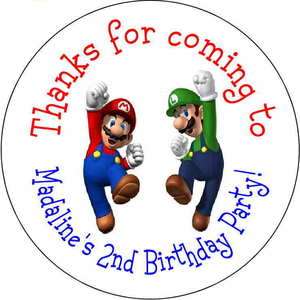 Super Mario luigi Personalized favor stickers personalized Birthday 