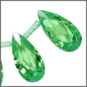 CZ Flat Pear Briolette Beads 6x12 Emerald Green 64645  