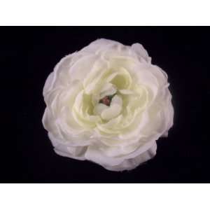  White Ranunculus Flower Hair Clip Beauty