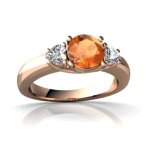  14k Rose Gold Round Fire Opal Ring Size 5 Jewelry