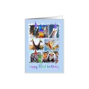  Colorful 92nd Birthday Zoo Animals Card Toys & Games