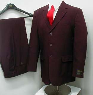 New Mens 3 Button Maroon Burgundy Dress Suit All Sizes  