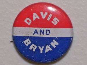 VINTAGE DAVIS & BRYAN POLITICAL BUTTON PIN 1972  