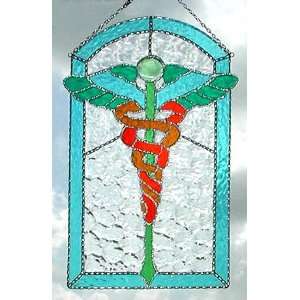  Caduceus   Medical Symbol Stained Glass Suncatcher 